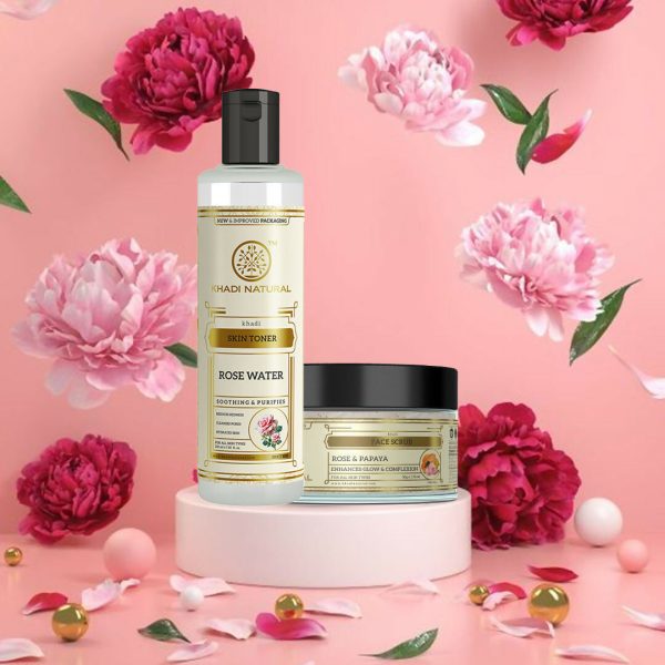 Khadi Natural Rose & Papaya Face Scrub + Rosewater Skin Toner Cheap