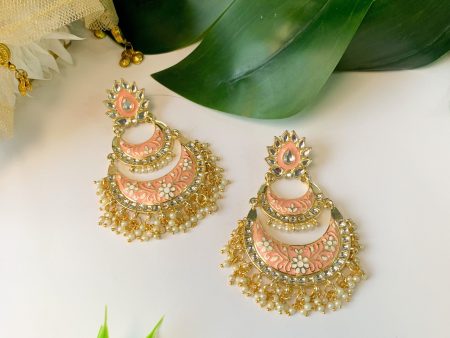 18K Gold Plated Intricately Designed Traditional Meenakari Earrings Glided With Kundans & Pearls - Wahe Jewels Discount