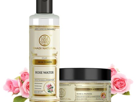 Khadi Natural Rose & Papaya Face Scrub + Rosewater Skin Toner Cheap