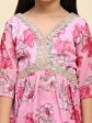 Alakhi Studio Girls Floral Georgette Printed V-Neck Kurta With Sharara - Pink For Cheap