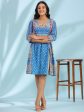 Juniper Women s Blue Floral Printed Pure Cotton Dress With Beads & sequins Work Online