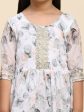 Alakhi Studio Girls Floral Georgette Printed Round-Neck Kurta With Sharara - White on Sale