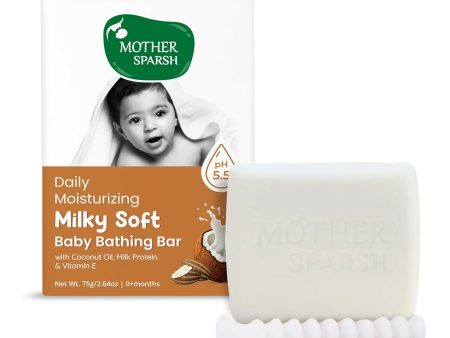 Mother Sparsh Milky Soft Baby Bathing Soap Bar For Hypoallergenic pH 5.5, Tear-Free Formulation, Prevents Dryness For Cheap