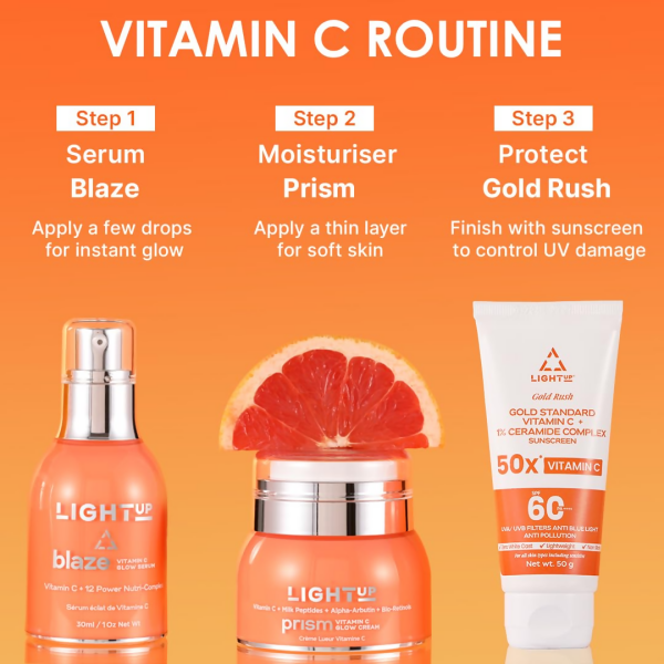 Light Up Gold Rush Gold Standard Vitamin C + 1% Ceramide Complex Sunscreen Online Sale