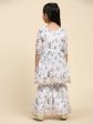 Alakhi Studio Girls Floral Georgette Printed Round-Neck Kurta With Sharara - White on Sale