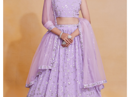 Lavender Georgette Zari,Sequence Embroidery Work Lehenga Choli - Jihu Culture For Cheap