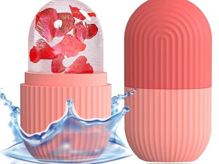 Ice Face Roller Silicone Facial Cube for Eyes Neck Massage Remove Dark Circle - Pink Sale