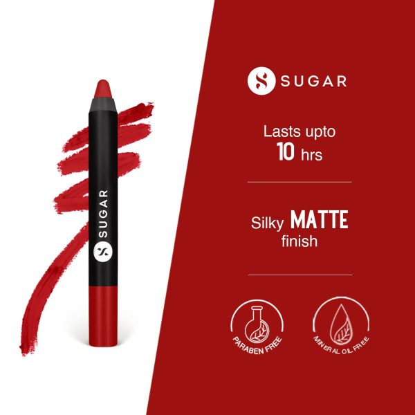 Sugar Cosmetics Matte as Hell Crayon, Lasts upto 8hrs, Water Resistent Lipstick for Women - 01 Scarlett O Hara Discount