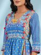 Juniper Women s Blue Floral Printed Pure Cotton Dress With Beads & sequins Work Online