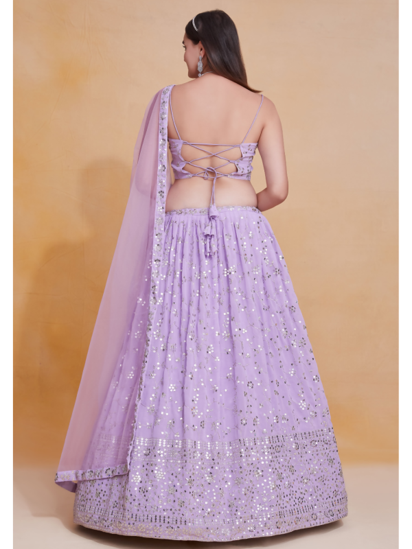 Lavender Georgette Zari,Sequence Embroidery Work Lehenga Choli - Jihu Culture For Cheap