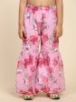 Alakhi Studio Girls Floral Georgette Printed V-Neck Kurta With Sharara - Pink For Cheap