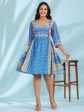 Juniper Women s Blue Floral Printed Pure Cotton Dress With Beads & sequins Work Online