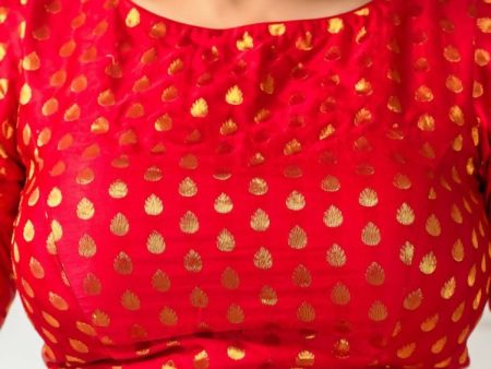 Amodini Designer Studio Women s Banarsi Brocade Red Blouse For Sale