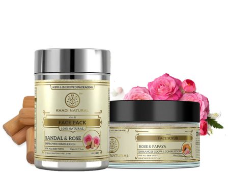 Khadi Natural Rose & Papaya Face Scrub + Sandal & Rose Face Pack Fashion