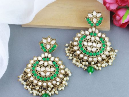 18K Gold Plated Traditional Kundan & Stone Studded Chandbali Earrings For Women - Wahe Jewels For Sale