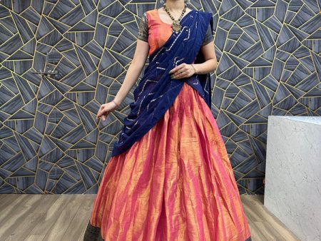 Malishka Chelline With Printed Lehenga Choli Set - Peach Supply