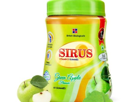 British Biologicals Sirus Vitamin D3 Gummies with Sugar for Women & Men - Green Apple Online now