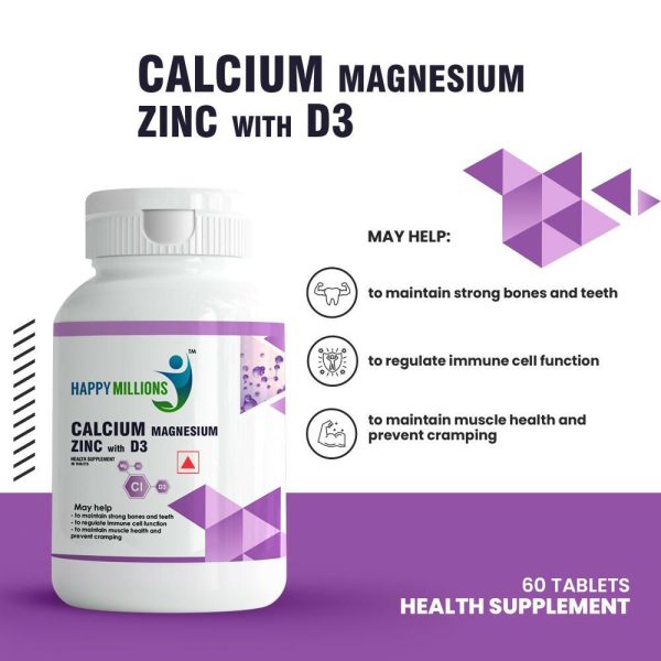 HappyMillions Calcium, Magnesium, Zinc with Vitamin D3 Tablets Online Sale