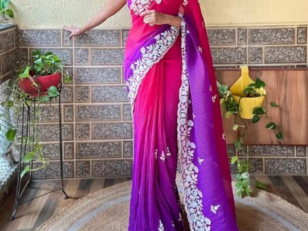 Vamika Embroidery Purple Georgette Bollywood Saree Online now