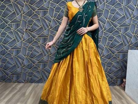 Malishka Chelline With Printed Lehenga Choli Set - Mustard Discount