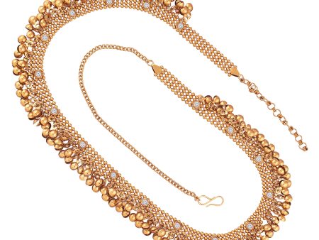 18K Gold Plated Traditional Ethnic Stone Studded With Ghungroo Work Adjustable Boho Waist Chain Belly Chain Kamarband For Women - Wahe Jewels For Cheap