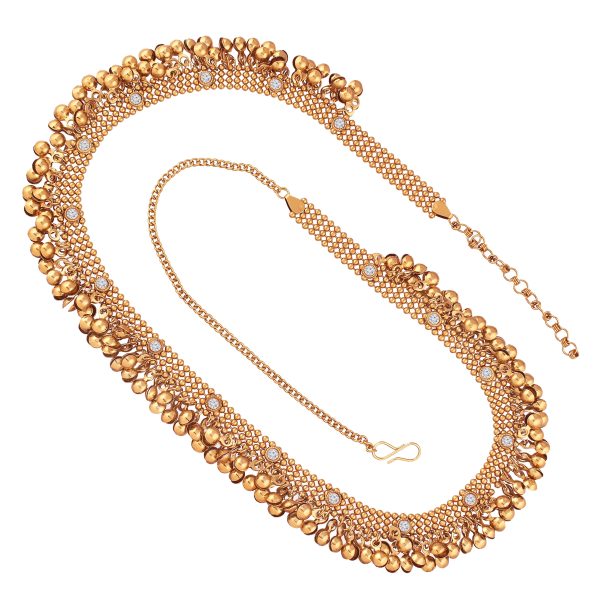 18K Gold Plated Traditional Ethnic Stone Studded With Ghungroo Work Adjustable Boho Waist Chain Belly Chain Kamarband For Women - Wahe Jewels For Cheap