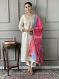 White Viscose Chanderi Stitched Suit With Dupatta - Tanisha Online now