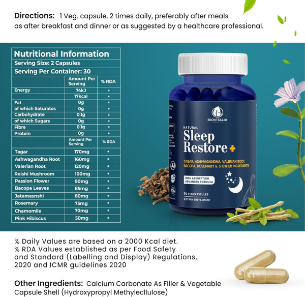 Biovitalia Organics Natural Sleep Restore+ Sleeping Capsules For Discount