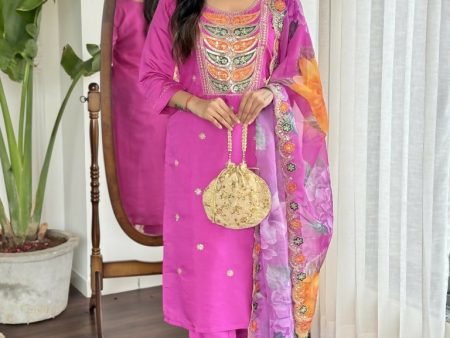 Light purple Viscose Chanderi Stitched Suit With Dupatta - Tanisha Cheap