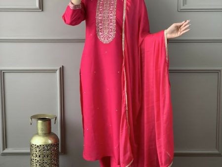 Rani Viscose chanderi Stitched Suit With Dupatta - Tanisha Supply