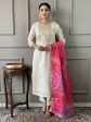 White Viscose Chanderi Stitched Suit With Dupatta - Tanisha Online now