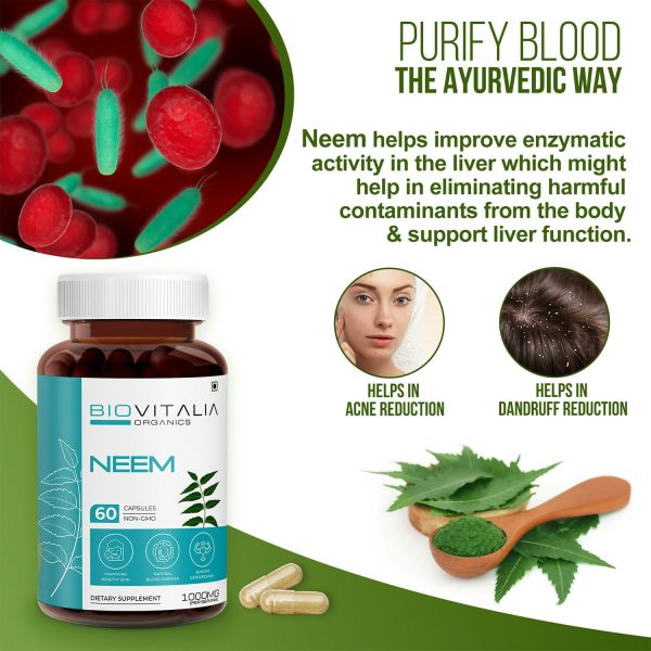 Biovitalia Organics Neem Capsules For Healthy Skin & Hair Hot on Sale