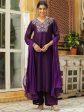 Janasya Purple Silk Blend Yoke Embroidery Kurta,Bottom & Dupatta For Sale